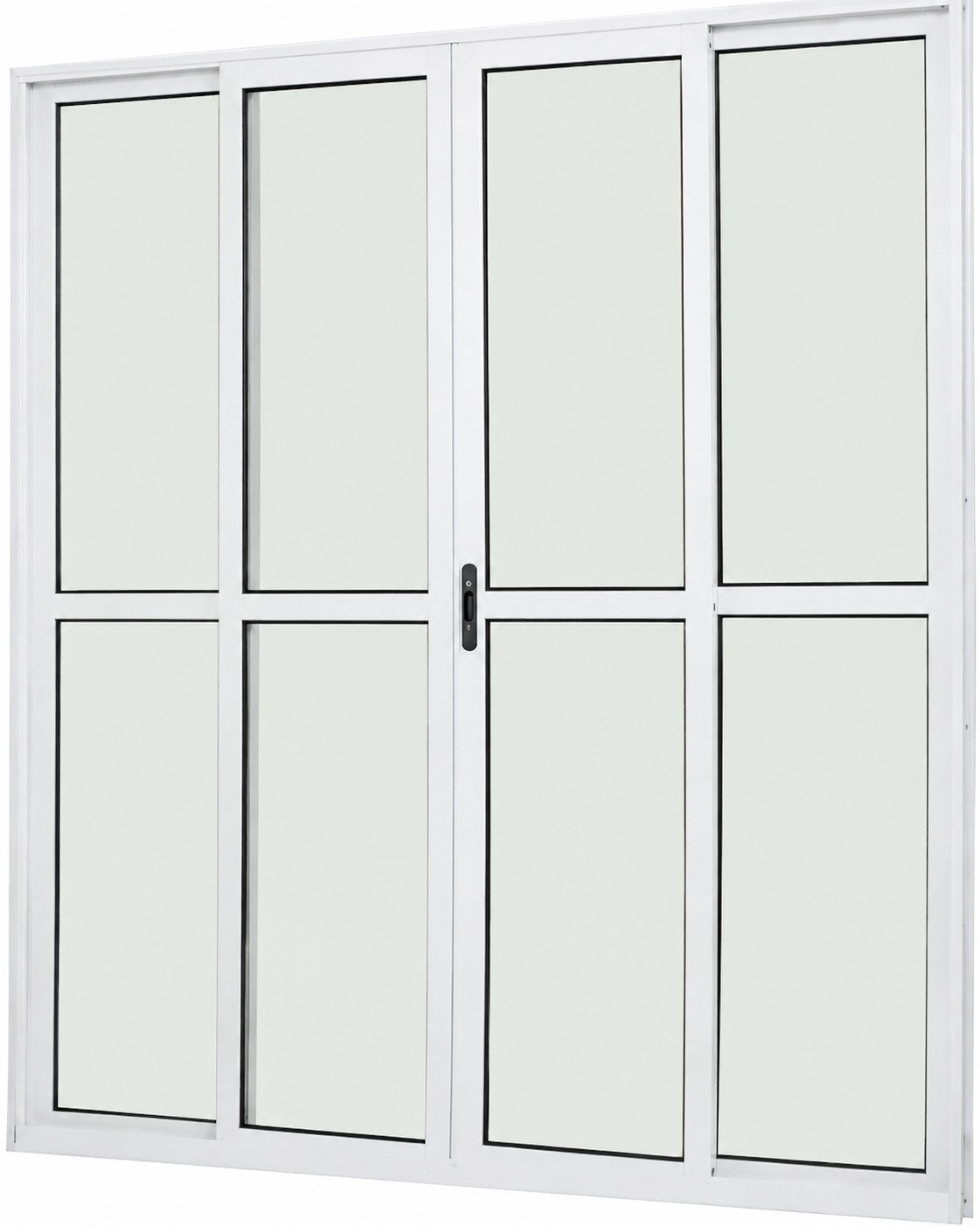 Porta balcão 4 folhas de alumínio branco linha 25